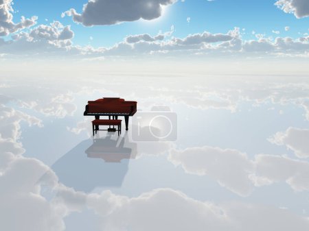 Téléchargez les photos : Piano dans le ciel avec nuages blancs - en image libre de droit