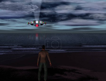 Photo for Man looking at UFO - Royalty Free Image