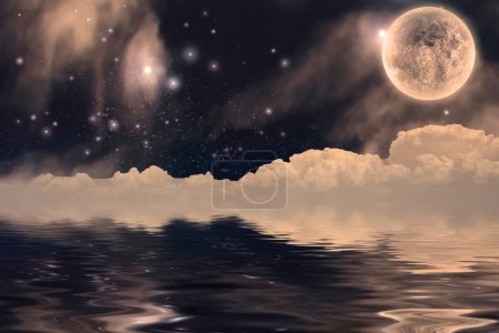 Foto de Cielo nocturno con luna en las nubes. Ciencias astrológicas. satélite natural - Imagen libre de derechos