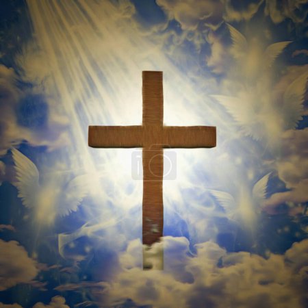 Photo for Christianity cross, colorful picture - Royalty Free Image