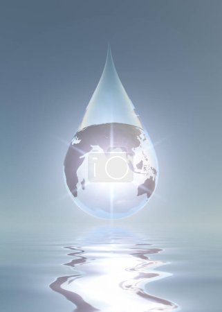 Téléchargez les photos : Monde en goutte d'eau, illustration abstraite conceptuelle - en image libre de droit