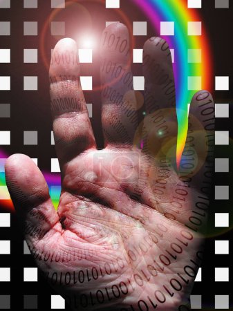 Photo for Human Binary Hand, close up - Royalty Free Image