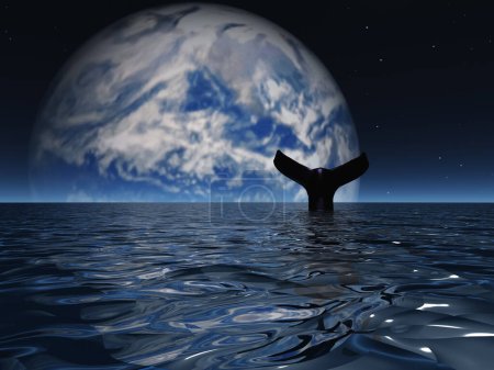 Téléchargez les photos : Exoplanète Baleine, illustration abstraite conceptuelle - en image libre de droit