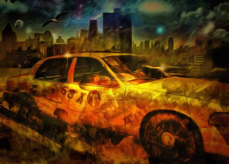Photo for Composite image concept illustration of Yellow Cab - Royalty Free Image