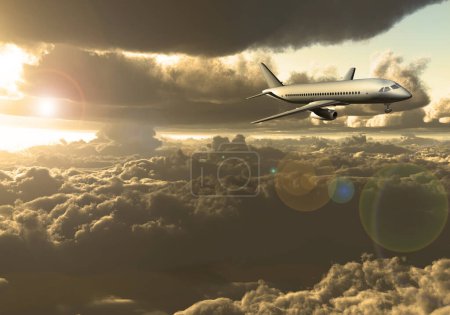 Téléchargez les photos : Illustration de concept d'image composite de Jet Aircraft - en image libre de droit
