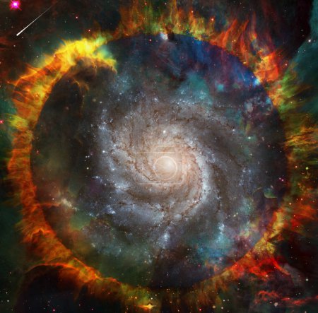 Foto de Galaxia dentro del círculo de fuego, ilustración abstracta conceptual - Imagen libre de derechos