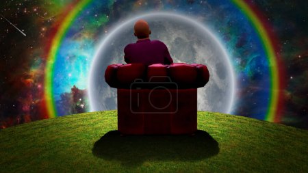 Photo for Observing the Moon, conceptual abstract illustration - Royalty Free Image