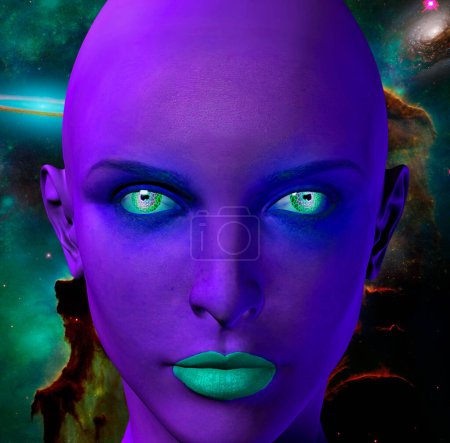 Téléchargez les photos : Le visage d'un extraterrestre, illustration abstraite conceptuelle - en image libre de droit