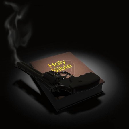 Photo for Holy Bible and revolver - Royalty Free Image