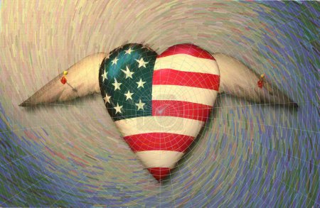 Foto de Imagen compuesta concepto ilustración de EE.UU. corazón alado - Imagen libre de derechos
