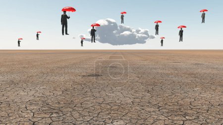 Téléchargez les photos : Illustration de 'Hommes avec parapluies rouges' - en image libre de droit