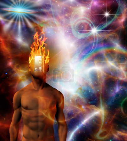 Téléchargez les photos : Esprit brûlant dans l'espace cosmique, illustration abstraite conceptuelle - en image libre de droit