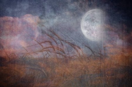 Photo for Moon Fall over Field, conceptual creative illustration - Royalty Free Image