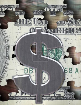 Téléchargez les photos : Puzzle dollar américain, illustration 3D - en image libre de droit