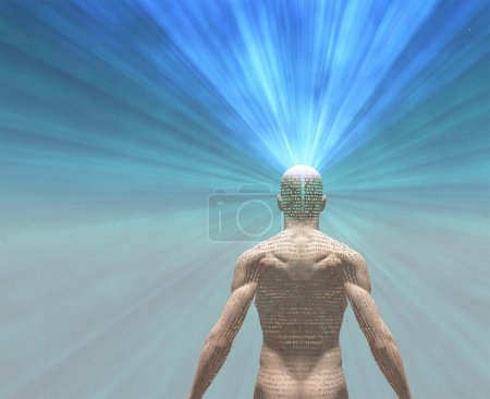 Téléchargez les photos : L'homme rayonne de lumière, illustration abstraite conceptuelle - en image libre de droit