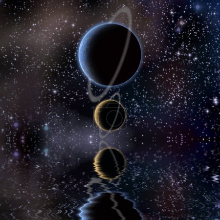 Téléchargez les photos : Illustration de l'espace galactique futuriste avec des planètes - en image libre de droit