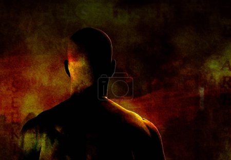 Téléchargez les photos : Man in Darkness, illustration abstraite conceptuelle - en image libre de droit