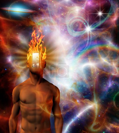 Téléchargez les photos : Esprit brûlant dans l'espace cosmique, illustration abstraite conceptuelle - en image libre de droit