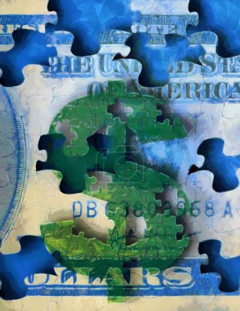 Téléchargez les photos : Signe de dollar dans puzzle - en image libre de droit
