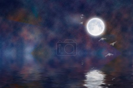 Foto de Cielo nocturno con luna en las nubes. Ciencias astrológicas. satélite natural - Imagen libre de derechos