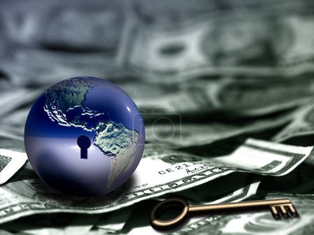 Téléchargez les photos : L'argent est une clé, illustration 3D - en image libre de droit