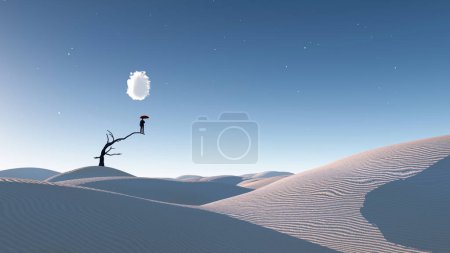 Foto de Árbol marchito en el desierto, ilustración abstracta conceptual - Imagen libre de derechos