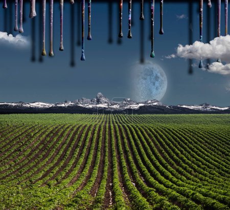 Foto de Paisaje de tierras agrícolas, ilustración abstracta conceptual - Imagen libre de derechos
