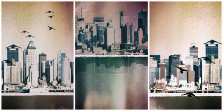 Téléchargez les photos : Illustration de concept d'image composite de Old NYC - en image libre de droit