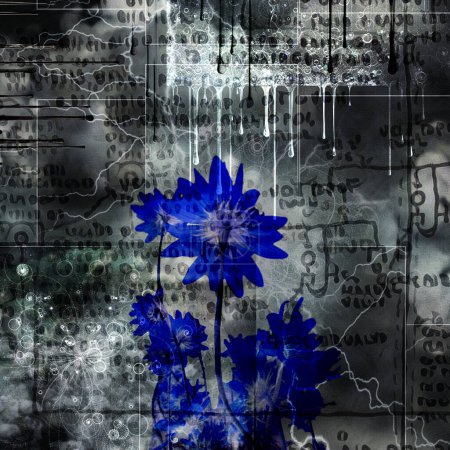 Téléchargez les photos : Fleurs bleues, illustration conceptuelle abstraite - en image libre de droit