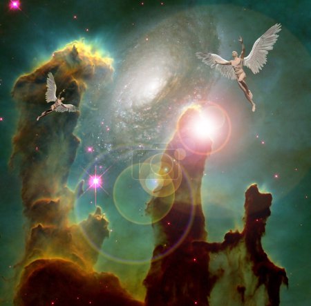 Téléchargez les photos : Anges dans l'espace, illustration conceptuelle abstraite - en image libre de droit