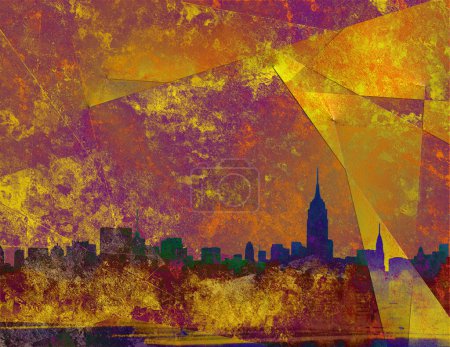Photo for Manhattan skyline, colorful illustration - Royalty Free Image