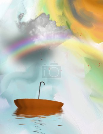 Photo for Floating Umbrella, abstract conceptual illustration - Royalty Free Image