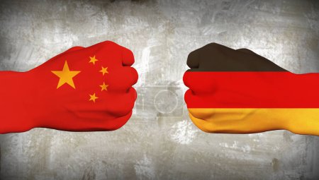 Téléchargez les photos : Chine vs Allemagne, illustration colorée - en image libre de droit