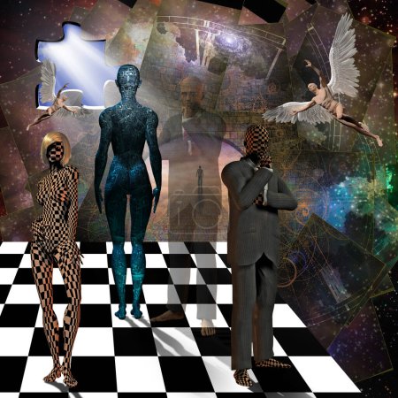 Téléchargez les photos : Chess of future, illustration abstraite conceptuelle - en image libre de droit