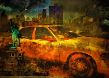Téléchargez les photos : Concept abstrait illustration de New York taxi - en image libre de droit