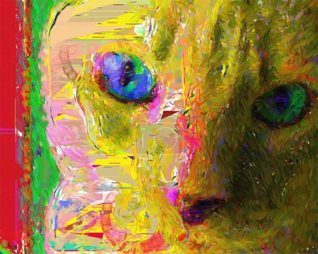 Photo for Cat Painting, abstract conceptual illustration - Royalty Free Image