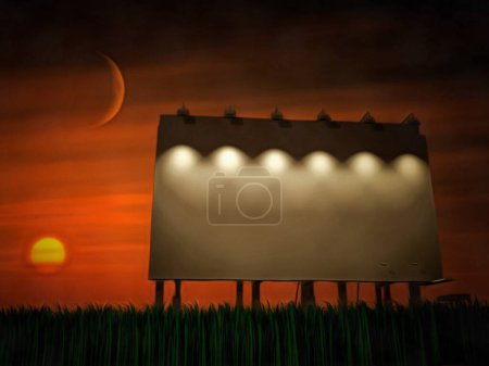 Téléchargez les photos : "Panneau d'affichage coucher ou lever du soleil" - en image libre de droit