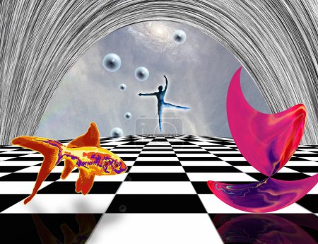 Foto de Materia rosa en el tablero de ajedrez, ilustración creativa conceptual - Imagen libre de derechos