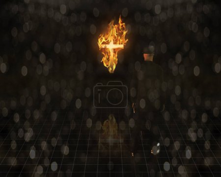 Téléchargez les photos : Burning Cross, illustration abstraite conceptuelle - en image libre de droit