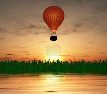 Téléchargez les photos : Ballon à air chaud, illustration colorée - en image libre de droit