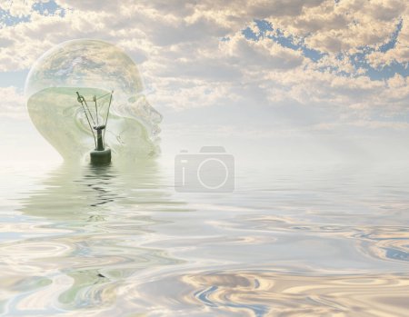 Téléchargez les photos : Ampoule en forme de tête humaine, illustration abstraite conceptuelle - en image libre de droit