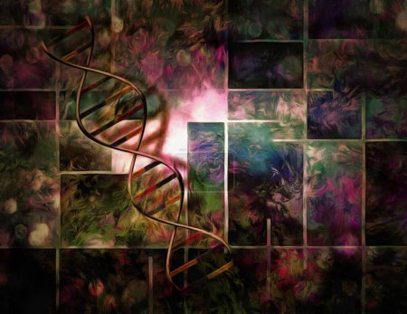 Photo for Abstract dna particles. Digital illustration backdrop - Royalty Free Image