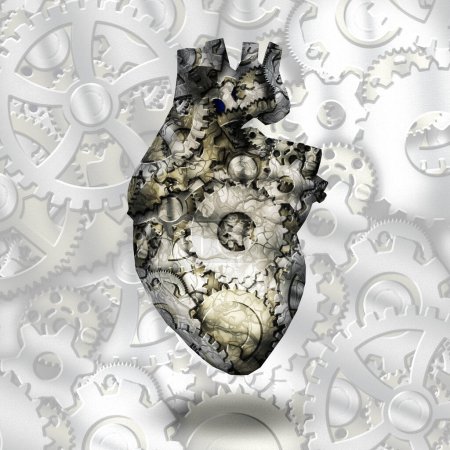 Téléchargez les photos : Engrenages cardiaques humains, illustration abstraite conceptuelle - en image libre de droit