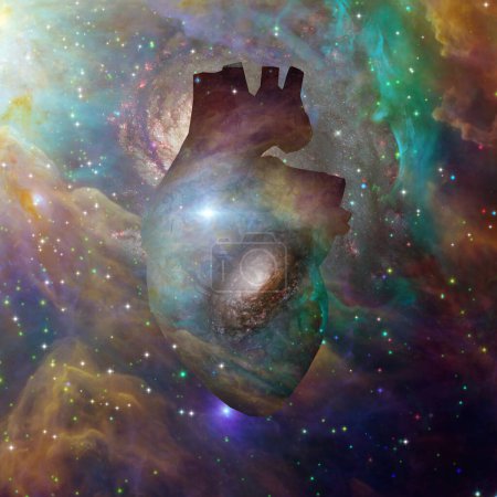 Téléchargez les photos : Coeur interstellaire, illustration abstraite conceptuelle - en image libre de droit