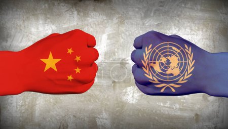 Téléchargez les photos : Illustration conceptuelle abstraite de la Chine vs ONU - en image libre de droit