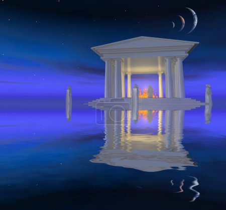 Téléchargez les photos : Temple blanc, illustration abstraite conceptuelle - en image libre de droit