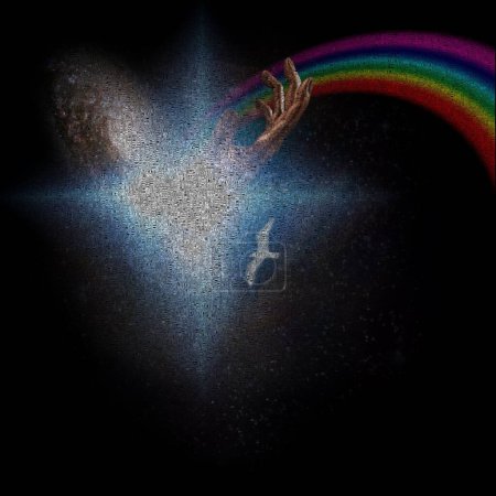 Foto de Ilustración digital de 'Estrellas con arco iris' - Imagen libre de derechos