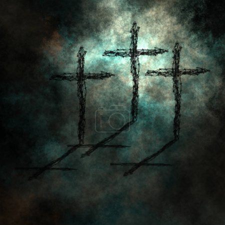 Photo for Three Crosses, conceptual abstract illustration - Royalty Free Image