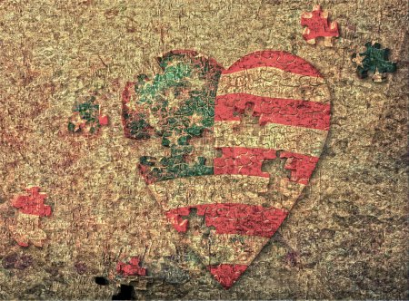 Téléchargez les photos : Illustration conceptuelle abstraite du cœur USA - en image libre de droit