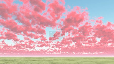 Téléchargez les photos : Cumulus rouge nuages, illustration colorée - en image libre de droit